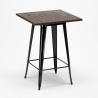 bar set 4 stools wood industrial high table 60x60cm bent black Catalog