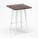 industrial bar set 4 wood stools high table 60x60cm bent white Catalog