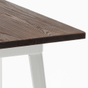 industrial bar set 4 wood stools high table 60x60cm bent white Bulk Discounts