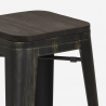 industrial coffee table set 60x60cm 4 stools wood metal oudin noix Measures