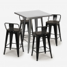 kitchen bar set high metal table 60x60cm 4 stools wood buch Model
