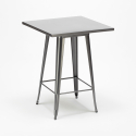 kitchen bar set high metal table 60x60cm 4 stools wood buch 