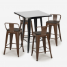 set of 4 stools industrial metal coffee table 60x60cm buch black Cost