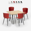 Set of 4 square table chairs 80x80cm industrial design Claw Light Discounts