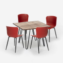 Square table set 80x80cm 4 chairs wood metal industrial style Claw Characteristics