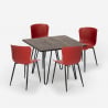 Table set 80x80cm square 4 chairs industrial style metal Claw Dark Price