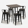 industrial bar set 4 stools coffee table 60x60cm wood metal peaky Buy