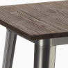 industrial bar set 4 stools coffee table 60x60cm wood metal peaky 