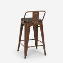 set of 4 stools industrial coffee table 60x60cm wood metal peaky black 