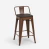 Set of 4 Industrial Wood and Metal Stools with 60x60cm Table, Peaky White 