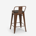 Set of 4 Industrial Wood and Metal Stools with 60x60cm Table, Peaky White 