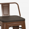 Set of 4 Industrial Wood and Metal Stools with 60x60cm Table, Peaky White 