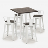 set of 4 stools wood metal industrial coffee table 60x60cm peaky white Model