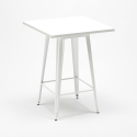 bar set 4 industrial stools coffee table 60x60cm white bucket steel white 