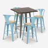 industrial kitchen bar set coffee table 60x60cm 4 stools bruck top light Catalog