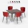 square table set 80x80cm industrial design 4 chairs anvil Discounts