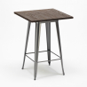 industrial set 4 stools bar table 60x60cm wood metal rough Characteristics