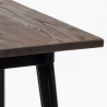 set of 4 stools industrial bar table 60x60cm wood metal rough black 