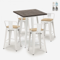 bar table set 60x60cm industrial design 4 stools rough white Promotion