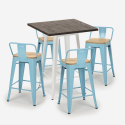 bar table set 60x60cm industrial design 4 stools rough white Bulk Discounts