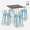 bar table set 60x60cm industrial design 4 stools rough white On Sale