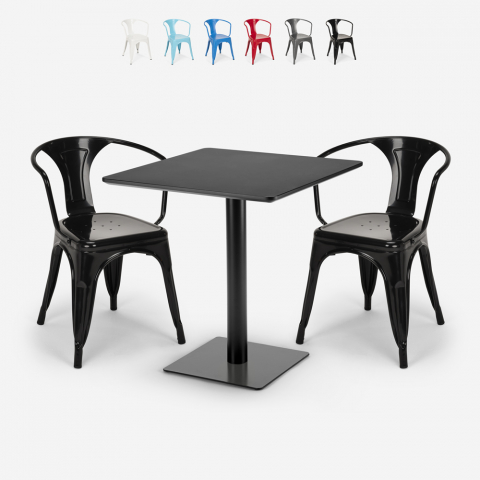 Horeca coffee table set 70x70cm 2 chairs industrial design Starter Dark Promotion