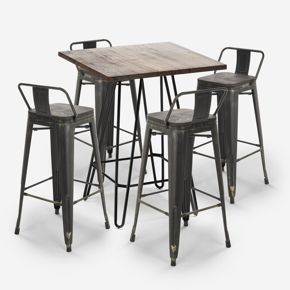 table set with stools RHODES NOIX