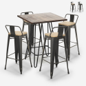high bar table set 60x60cm industrial 4 stools vintage rhodes noix On Sale