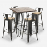 high bar table set 60x60cm industrial 4 stools vintage rhodes noix Discounts