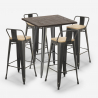 high bar table set 60x60cm 4 stools metal design vintage axel Discounts