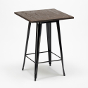 set of 4 wooden metal stools vintage high bar table 60x60cm axel black Price