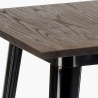 Set of 4 Vintage Axel Black Metal Wood Bar Stools with High Table 60x60cm Cost