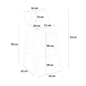 High Bar Table and Stool Set, Wood and Metal, 60x60cm, 4 Vintage Stools, Axel White Cheap