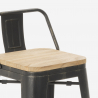 High Bar Table and Stool Set, Wood and Metal, 60x60cm, 4 Vintage Stools, Axel White Choice Of