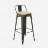 High Bar Table and Stool Set, Wood and Metal, 60x60cm, 4 Vintage Stools, Axel White Catalog
