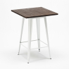 High Bar Table and Stool Set, Wood and Metal, 60x60cm, 4 Vintage Stools, Axel White Price