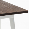High Bar Table and Stool Set, Wood and Metal, 60x60cm, 4 Vintage Stools, Axel White Buy