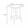 High Bar Table and Stool Set, Wood and Metal, 60x60cm, 4 Vintage Stools, Axel White 