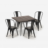 industrial dining table set 80x80cm 4 chairs vintage design burton Price