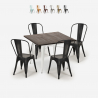 industrial kitchen table set 80x80cm 4 chairs design Lix burton white Sale