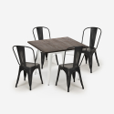 industrial kitchen table set 80x80cm 4 chairs design Lix burton white Measures