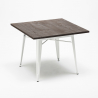 industrial kitchen table set 80x80cm 4 chairs design Lix burton white 