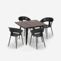 set 4 chairs design square table 80x80cm Lix industrial reeve black Choice Of