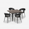 set 4 chairs design square table 80x80cm industrial reeve black Choice Of