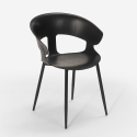 set 4 chairs design square table 80x80cm Lix industrial reeve black 