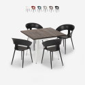 Dining table set 80x80cm wood metal 4 chairs design Reeve White Discounts