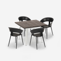 Dining table set 80x80cm wood metal 4 chairs design Reeve White Price