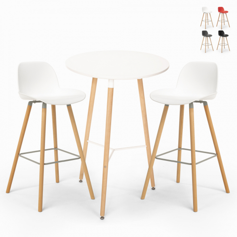 Round table set 60cm 2 stools Scandinavian design Ojala Light Promotion