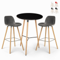 Set 2 design stools high table 60cm round black Ojala Dark Offers