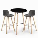Set 2 design stools high table 60cm round black Ojala Dark Choice Of